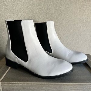 Unilady White Leather Chelsea Boots
